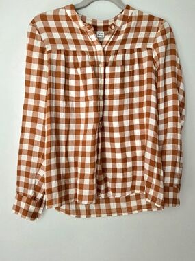 Madewell Rust and White Gingham Button-Front Shirt